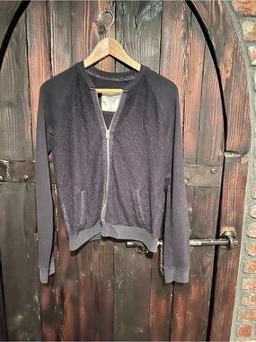 Abercrombie & Fitch Dark Navy Lace-Front Zip Jacket